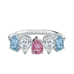 Multi-Stone Pear Half Band