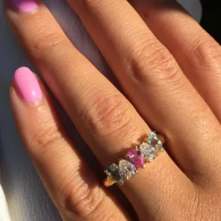 Multi-Stone Pear Half Band