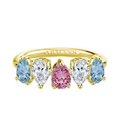 Multi-Stone Pear Half Band