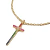 Ombré Rainbow Sapphire Cross Necklace
