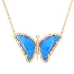 Opal Radiance Diamond Butterfly Necklace
