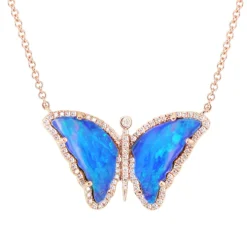 Opal Radiance Diamond Butterfly Necklace