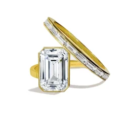 Orbit Bezel Emerald Diamond Engagement Ring