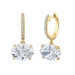 Oval Diamond Dangle Huggies