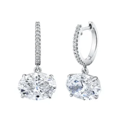 Oval Diamond Dangle Huggies