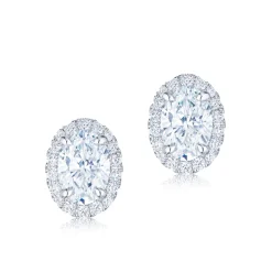 Oval Diamond Halo Studs