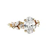 Oval Diamond Leaf Engagement Ring