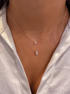 Oval Solitaire Diamond Pendant