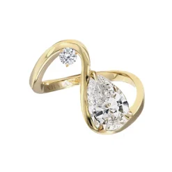 Pear and Round Diamond Twist Ring