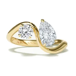 Pear and Round Diamond Twist Ring