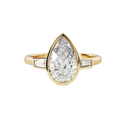 Pear Bezel Set Trilogy Engagement Ring