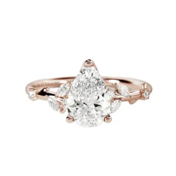 Pear Diamond Leaf Engagement Ring