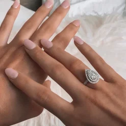 Pear Double Halo Engagement Ring