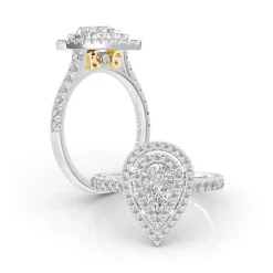 Pear Double Halo Lab Grown Engagement Ring