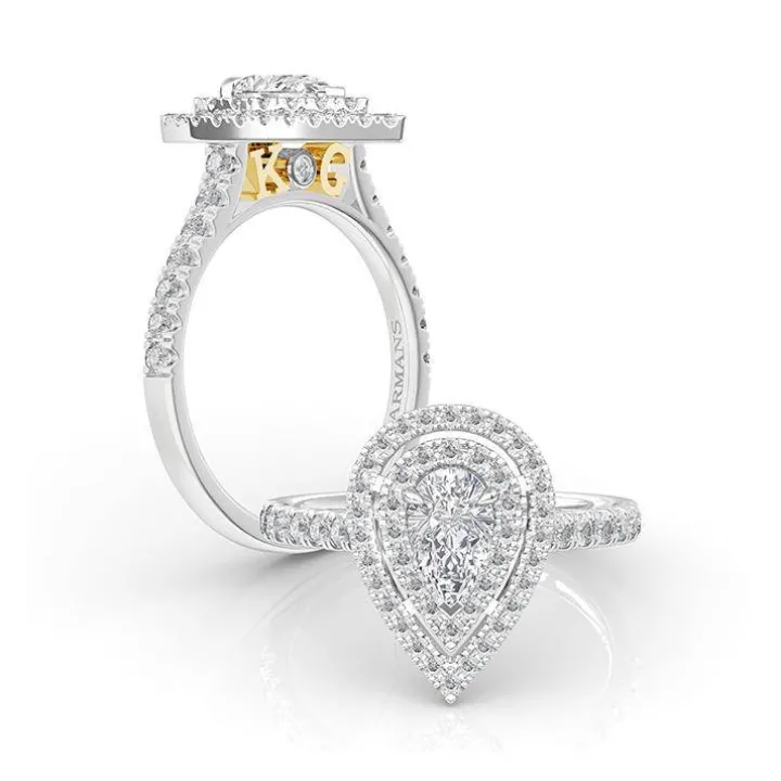 Pear Double Halo Lab Grown Engagement Ring