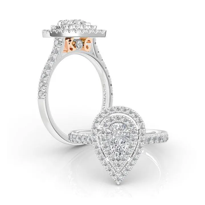 Pear Double Halo Lab Grown Engagement Ring