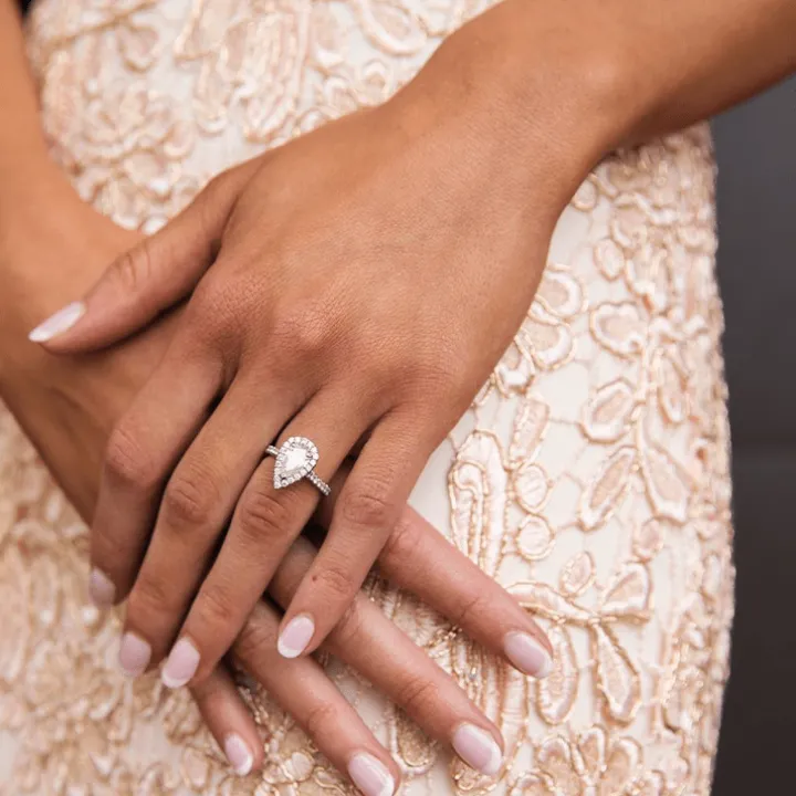 Pear Halo Engagement Ring
