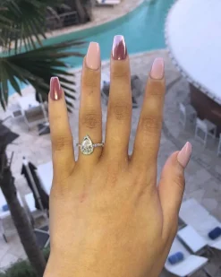 Pear Halo Lab Grown Engagement Ring
