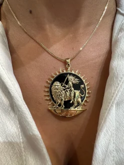Persian Woman Life Freedom Lion Sun Necklace Chain Necklace