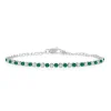 Petite Alternating Green Emerald and Diamond Tennis Bracelet