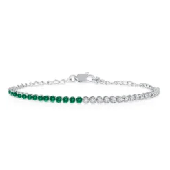 Petite Half Diamond & Half Green Emerald Tennis Bracelet