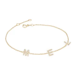 Petite Multi Diamond Initial Bracelet