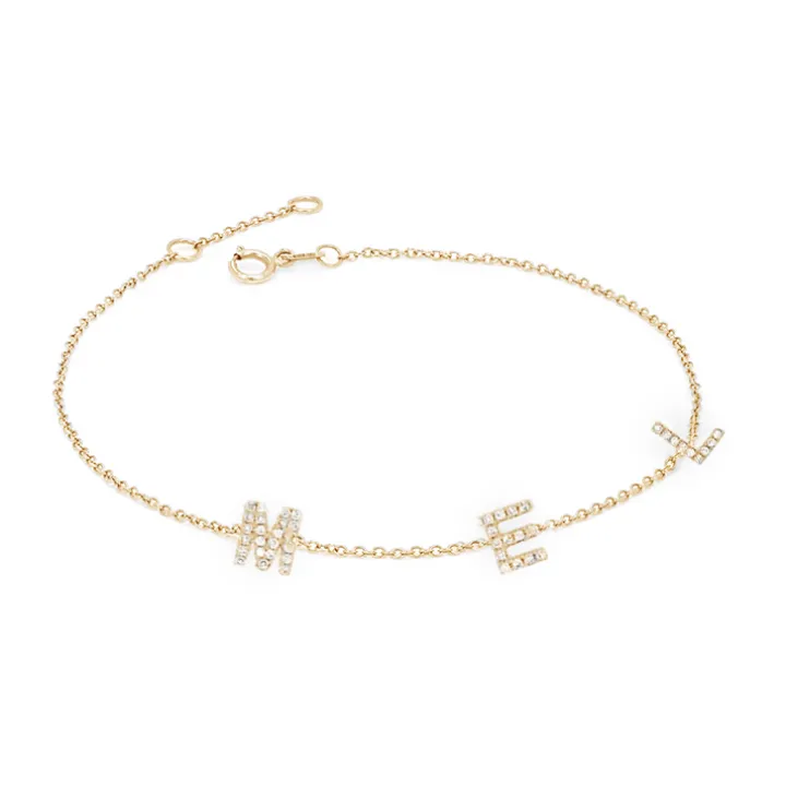 Petite Multi Diamond Initial Bracelet