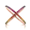 Petite Rainbow Sapphire Criss Cross Ring