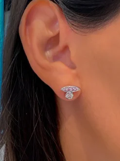 Pink Diamond Leaf Earrings