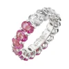 Pink Sapphire and Oval Diamond Wedding Band