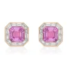 Pink Sapphire Asscher Halo Studs