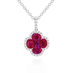 Pink Sapphire Diamond Clover Necklace