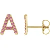 Pink Sapphire Initial Earrings