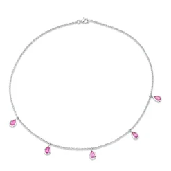 Pink Sapphire Tear Drop Necklace