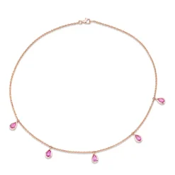 Pink Sapphire Tear Drop Necklace