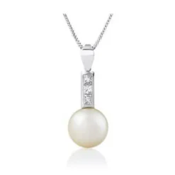Princess Diamond Pearl Pendant