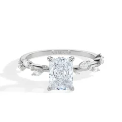 Radiant Diamond Leaf Engagement Ring