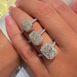 Radiant Seamless Halo Lab Grown Engagement Ring