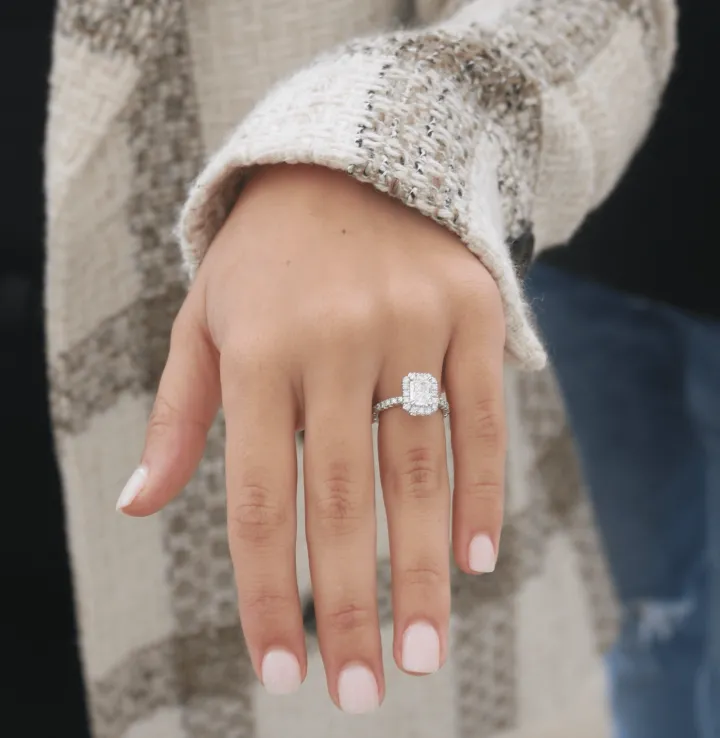 Radiant Seamless Halo Lab Grown Engagement Ring