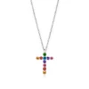 Rainbow Diamond Cross Necklace