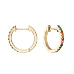 Rainbow Multi-Coloured Gemstone Huggies
