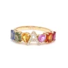Rainbow Sapphire Diamond Initial Ring