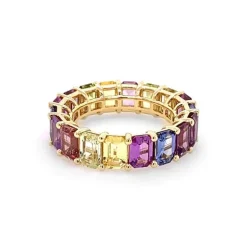 Rainbow Sapphire Emerald Eternity Band