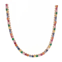 Rainbow Sapphire Tennis Necklace