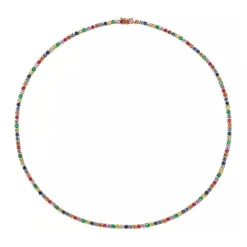Rainbow Sapphire Tennis Necklace