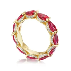 Red Ruby and Diamond Eternity Band