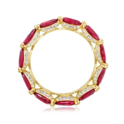 Red Ruby and Diamond Eternity Band