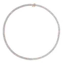 Round and Emerald Diamond Tennis Necklace