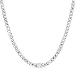 Round Bezel Set Cuban Link Necklace