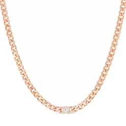 Round Bezel Set Cuban Link Necklace